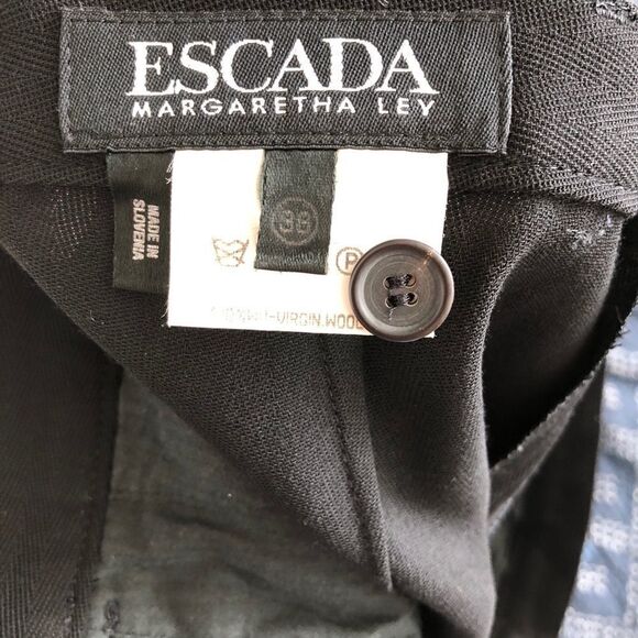 Escada by Margaretha Ley Black Wool Herringbone Pants - Picture 6 of 11